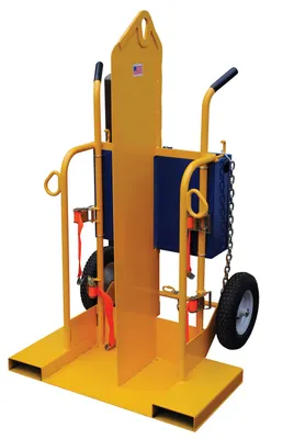 Vestil Steel Fire Proof Welding Torch Cart with Foam Filled Wheels 34-3/8 In. x 40-1/4 In. x 66-3/8 In. 500 Lb. Capacity Yellow