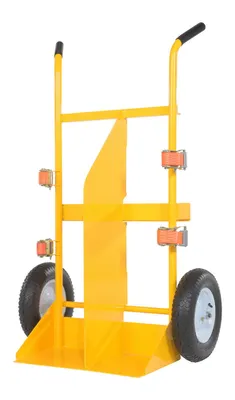 Vestil Steel Cylinder Torch Cart with Pneumatic Wheels 23 In. x 34-1/2 In. x 57 In. 500 Lb. Capacity Yellow