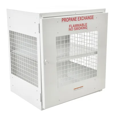 Vestil Steel Propane Exchange Cylinder Storage Cabinets with Mesh Door 12 Cylinder Capacity White