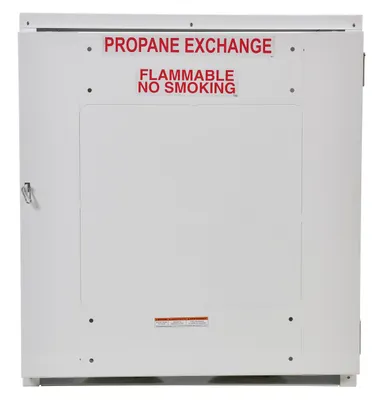 Vestil CYL-EX-12-S propane exchange cylinder cabinet shown from an alternate angle