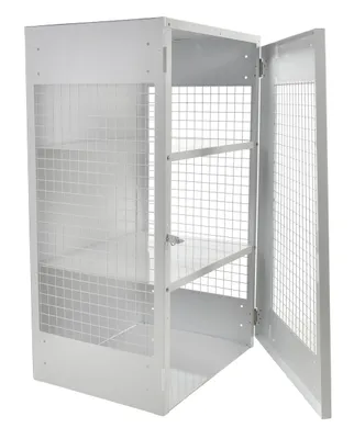 Vestil CYL-EX-18-E propane exchange cylinder cabinet shown from an alternate angle
