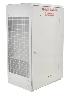 Vestil Steel Propane Exchange Cylinder Storage Cabinets with Solid Door 18 Cylinder Capacity White