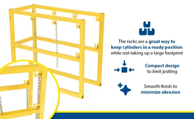 Vestil CYL-FMSR-3 cylinder barricade rack feature highlights