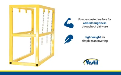 Vestil CYL-FMSR-3 cylinder barricade rack feature highlights