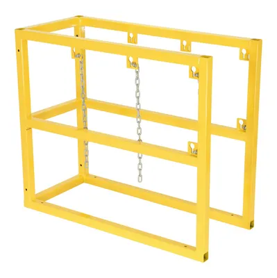 Vestil Steel Cylinder Barricade Rack 37-1/2 In. x 16-1/2 In. x 32 In. 3 Cylinder Capacity Yellow