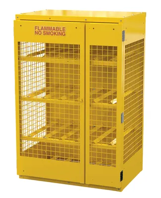 Vestil Steel Knockdown Horizontal Cylinder Cabinet 32 In. x 45 In. x 68-1/4 In. 12 Cylinder Capacity Yellow