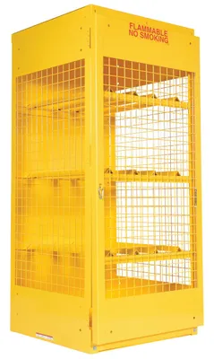 Vestil Steel Horizontal Cylinder Cabinet 32 In. x 30 In. x 68-1/4 In. 8 Cylinder Capacity Yellow