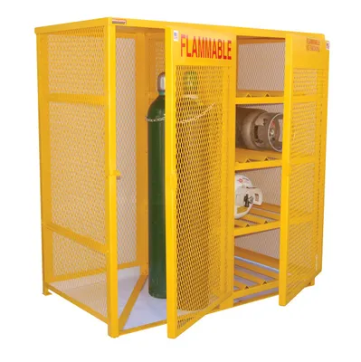 Vestil Steel Horizontal and Vertical Cylinder Cabinet 32 In. x 60 In. x 68-1/4 In. 8 Horizontal/10 Vertical Capacity Yellow