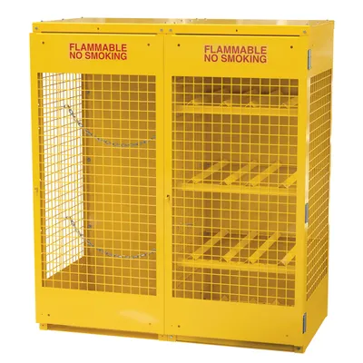 Vestil Steel Knock Down Horizontal and Vertical Cylinder Cabinet 32 In. x 60 In. x 68-1/4 In. 8 Horizontal/10 Vertical Capacity Yellow