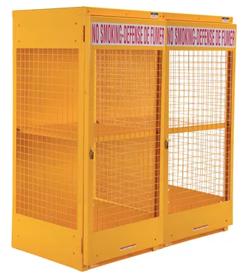 Vestil Steel Canadian LP Cylinder Storage Cabinet 32 In. x 60 In. x 68-1/4 In. 16 Cylinder Capacity Yellow
