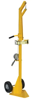 Vestil Steel Portable Cylinder Lifter with Pneumatic Wheels 300 Lb. Capacity Yellow