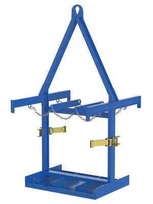 Vestil Steel Cylinder Caddy with Overhead Lifting Assembly 6 Maximum Cylinders 800 Lb. Capacity Blue