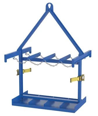 Vestil Steel Cylinder Caddy with Overhead Lifting Assembly 8 Maximum Cylinders 800 Lb. Capacity Blue