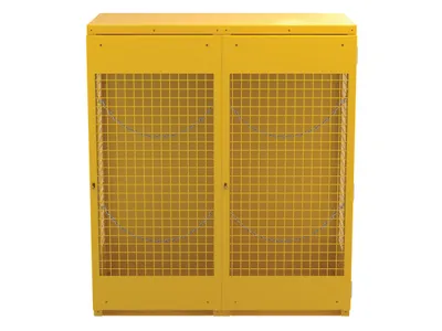 Vestil Steel Vertical Cylinder Cabinet 32 In. x 60 In. x 68-1/4 In. 10-20 Cylinder Capacity Yellow