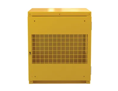 Vestil Steel Vertical Cylinder Cabinet 32 In. x 30 In. x 35-1/4 In. 4 Cylinder Capacity Yellow