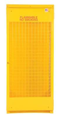 Vestil Steel Knockdown Vertical Cylinder Cabinet 32 In. x 30 In. x 68-1/4 In. 5-10 Cylinder Capacity Yellow