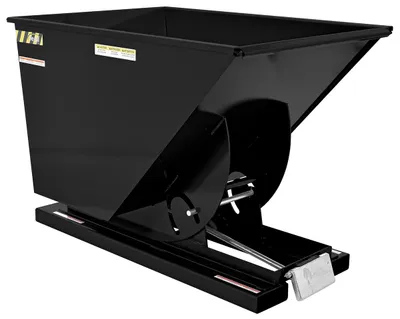 Vestil Steel Heavy Duty Self Dumping Hopper 1 Cubic Yard 6000 Lb. Capacity Semi Gloss Black