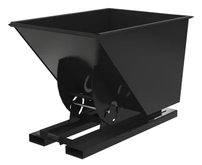 Vestil Steel Heavy Duty No Bump & Dump Hopper 1 Cubic Yard 6000 Lb. Capacity Semi Gloss Black