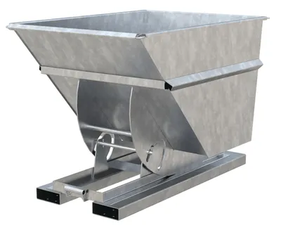 Vestil Steel Heavy Duty No Bump & Dump Hopper 1 Cubic Yard 6000 Lb. Capacity Galvanized