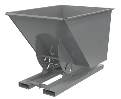 Vestil Steel Heavy Duty No Bump & Dump Hopper 1 Cubic Yard 6000 Lb. Capacity Battleship Gray