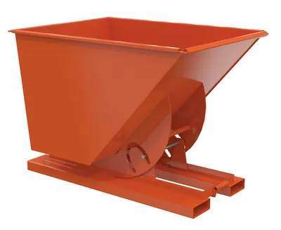 Vestil Steel Heavy Duty No Bump & Dump Hopper 1 Cubic Yard 6000 Lb. Capacity Orange