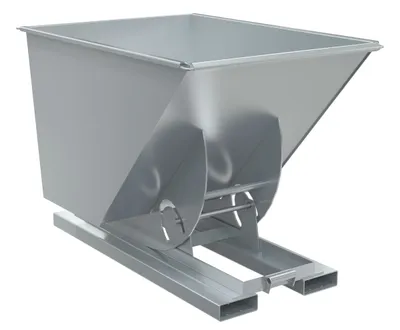 Vestil Steel Heavy Duty No Bump & Dump Hopper 1 Cubic Yard 6000 Lb. Capacity Silver