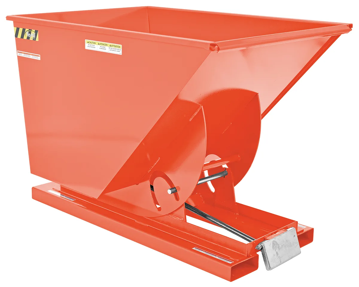 Vestil D-100-HD-ORG-C d style - self-dumping steel hoppers with bumper release