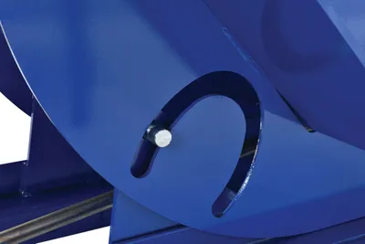 Vestil D-100-LD d style - self-dumping steel hoppers with bumper release shown from an alternate angle