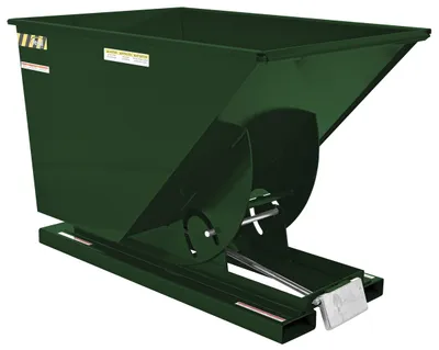 Vestil Steel Light Duty Self Dumping Hopper 1 Cubic Yard 2000 Lb. Capacity Hunter Green