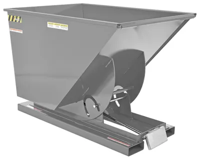 Vestil Steel Light Duty Self Dumping Hopper 1 Cubic Yard 2000 Lb. Capacity Machine Gray