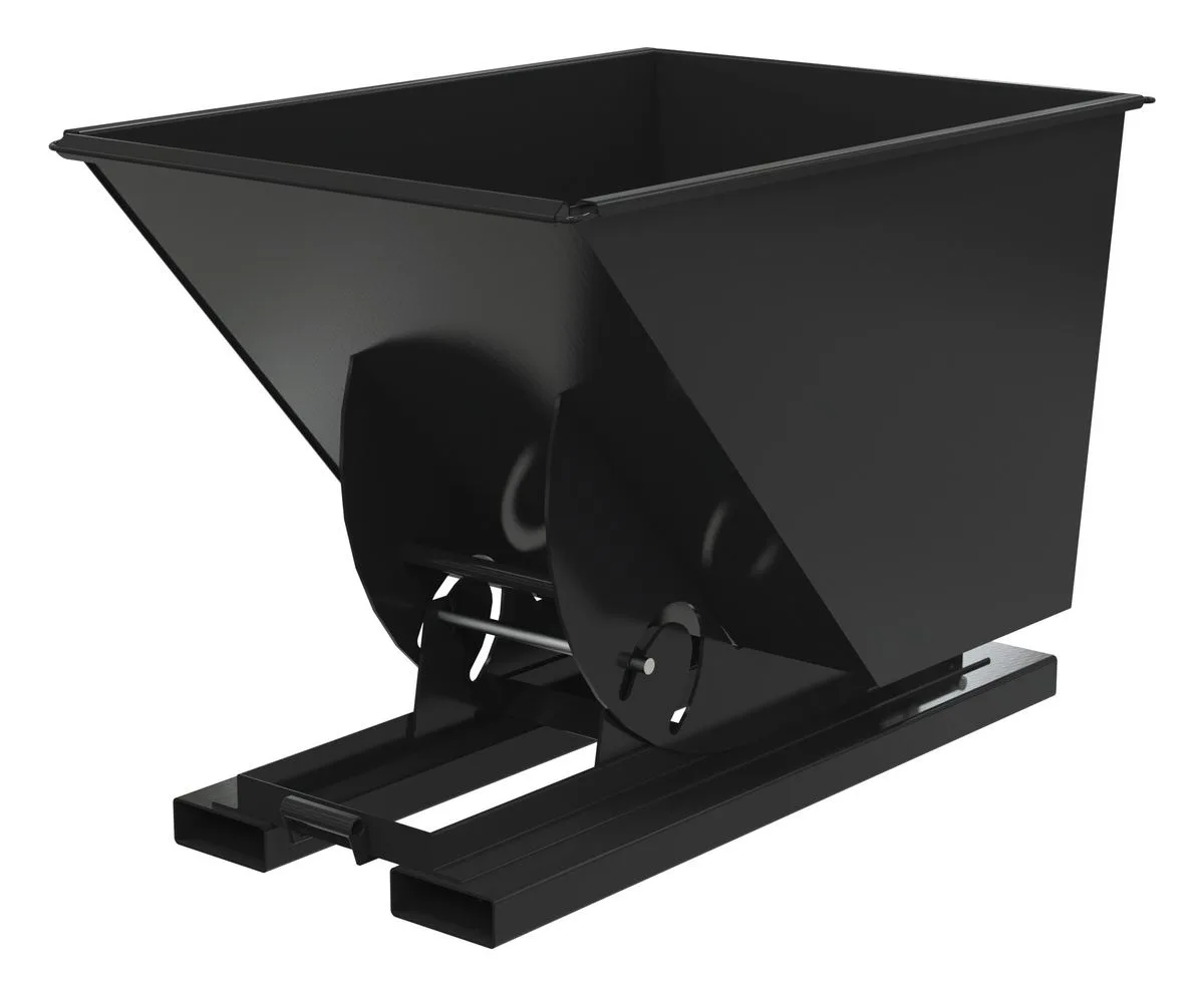 Vestil D-100-LD-NB-BLK-SG d-style hoppers, no bump & dump