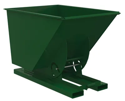 Vestil Steel Light Duty No Bump & Dump Hopper 1 Cubic Yard 2000 Lb. Capacity Hunter Green