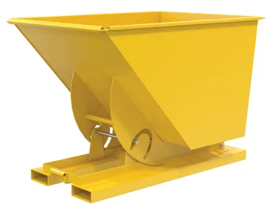 Vestil Steel Light Duty No Bump & Dump Hopper 1 Cubic Yard 2000 Lb. Capacity Yellow