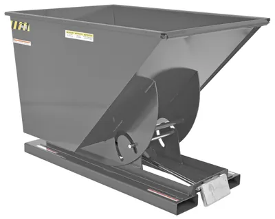 Vestil Steel Medium Duty Self Dumping Hopper 1 Cubic Yard 4000 Lb. Capacity Battleship Gray