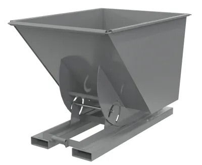 Vestil Steel Medium Duty No Bump & Dump Hopper 1 Cubic Yard 4000 Lb. Capacity Battleship Gray