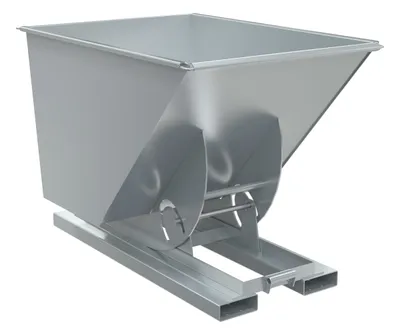 Vestil Steel Medium Duty No Bump & Dump Hopper 1 Cubic Yard 4000 Lb. Capacity Silver