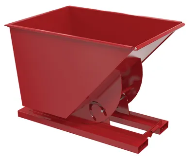 Vestil Steel Medium Duty No Bump & Dump Hopper 1 Cubic Yard 4000 Lb. Capacity Soda Red