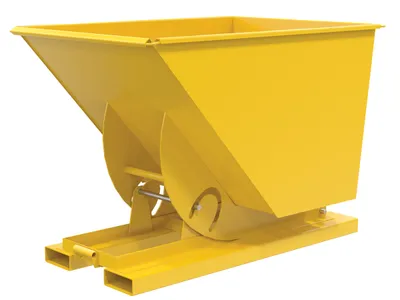 Vestil Steel Medium Duty No Bump & Dump Hopper 1 Cubic Yard 4000 Lb. Capacity Yellow