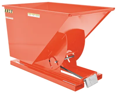 Vestil Steel Medium Duty Self Dumping Hopper 1 Cubic Yard 4000 Lb. Capacity Orange