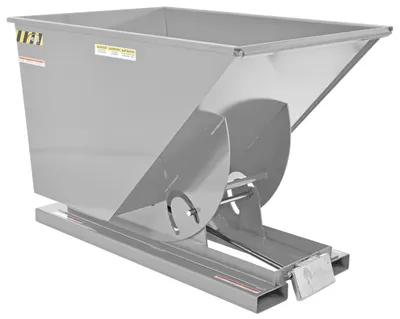 Vestil Steel Medium Duty Self Dumping Hopper 1 Cubic Yard 4000 Lb. Capacity Silver Lining