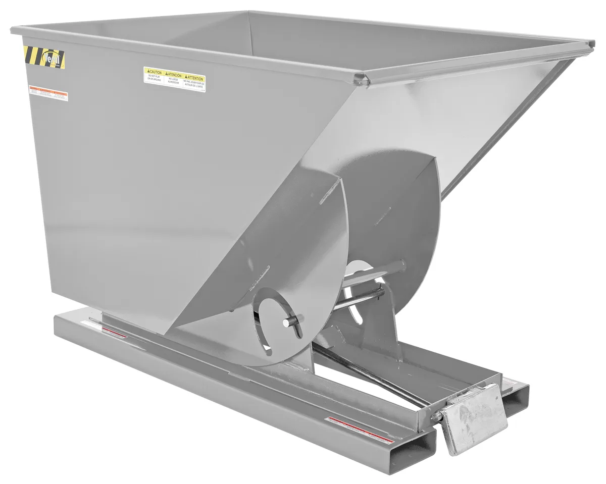 Vestil D-100-MD-SL d style - self-dumping steel hoppers with bumper release