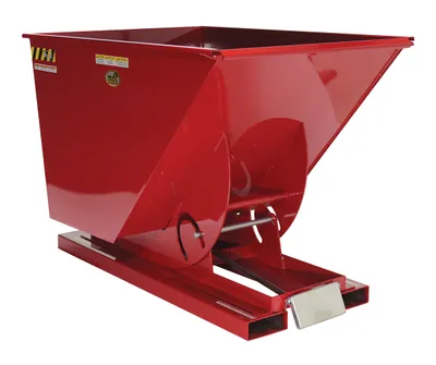 Vestil Steel Medium Duty Self Dumping Hopper 1 Cubic Yard 4000 Lb. Capacity Soda Red