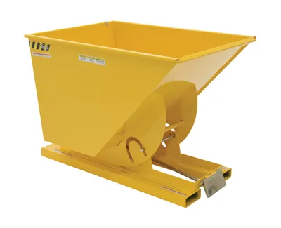 Vestil Steel Medium Duty Self Dumping Hopper 1 Cubic Yard 4000 Lb. Capacity Yellow