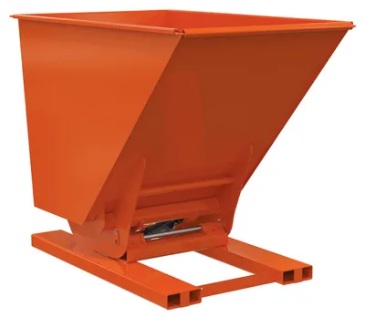 Vestil Steel Heavy Duty Hydraulic Dumping Hopper 1-1/2 Cubic Yard 6,000 Lb. Capacity Orange