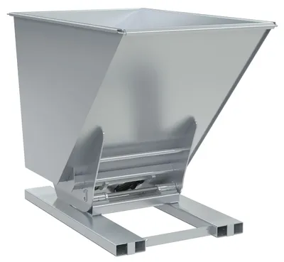 Vestil Steel Heavy Duty Hydraulic Dumping Hopper 1-1/2 Cubic Yard 6,000 Lb. Capacity Silver