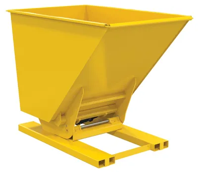 Vestil Steel Heavy Duty Hydraulic Dumping Hopper 1-1/2 Cubic Yard 6,000 Lb. Capacity Yellow