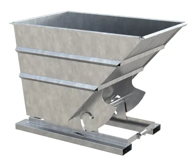 Vestil Steel Heavy Duty No Bump & Dump Hopper 1-1/2 Cubic Yard 6000 Lb. Capacity Galvanized
