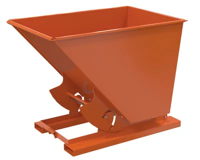 Vestil Steel Heavy Duty No Bump & Dump Hopper 1-1/2 Cubic Yard 6000 Lb. Capacity Orange