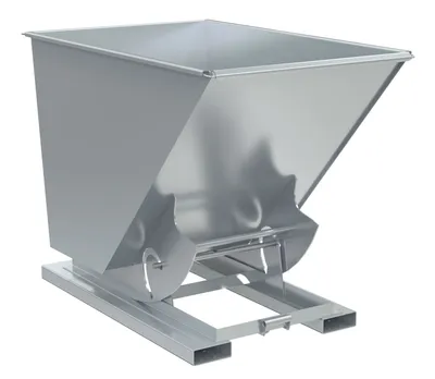 Vestil Steel Heavy Duty No Bump & Dump Hopper 1-1/2 Cubic Yard 6000 Lb. Capacity Silver