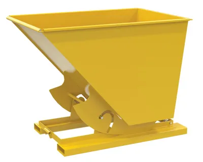 Vestil Steel Heavy Duty No Bump & Dump Hopper 1-1/2 Cubic Yard 6000 Lb. Capacity Yellow
